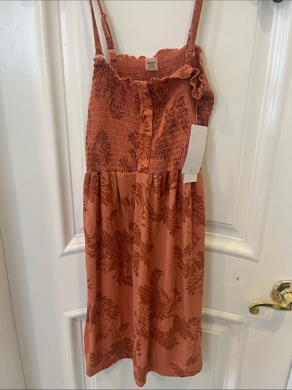 Roxy Rust Floral Smocked Mini